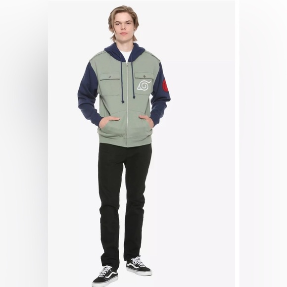 Naruto Shippuden Kakashi Hatake Zip Hoodie Sweatshirt Uzumaki Clan Large - Picture 4 of 14